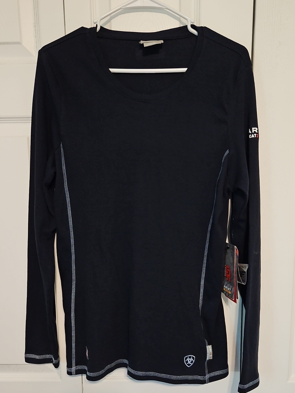 Ariat Navy Long Sleeve Performance Tee with Contrast Stitching NWT